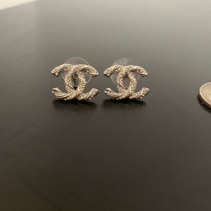 Authentic Chanel CC Stud Earrings